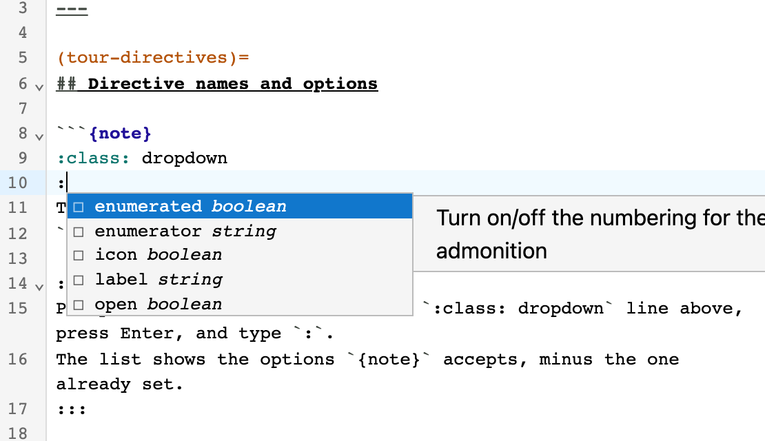 Completing a directive option